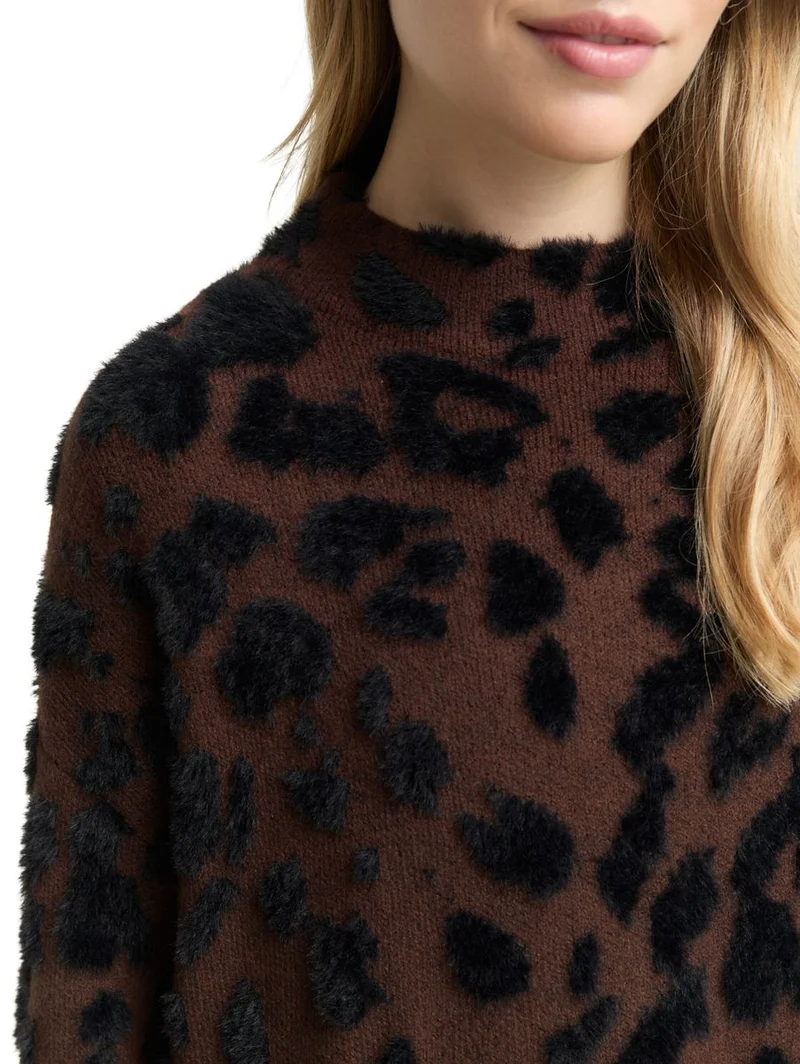 Oversize Strickpullover mit Leo-Muster