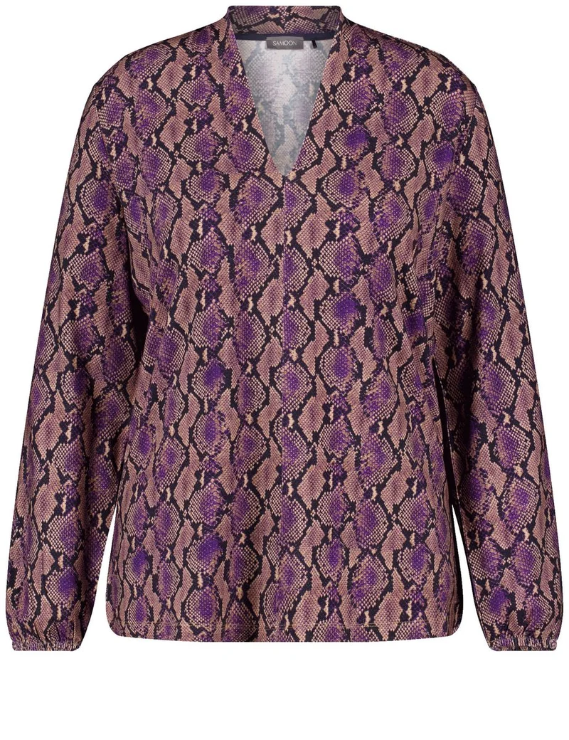 Samoon Damen Langarmshirt mit farbigem Schlangenprint