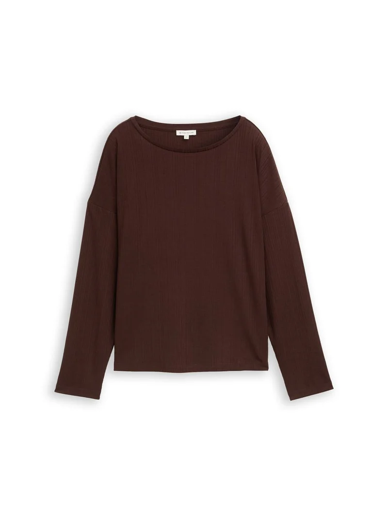 Loose Fit Langarmshirt mit Rippstruktur