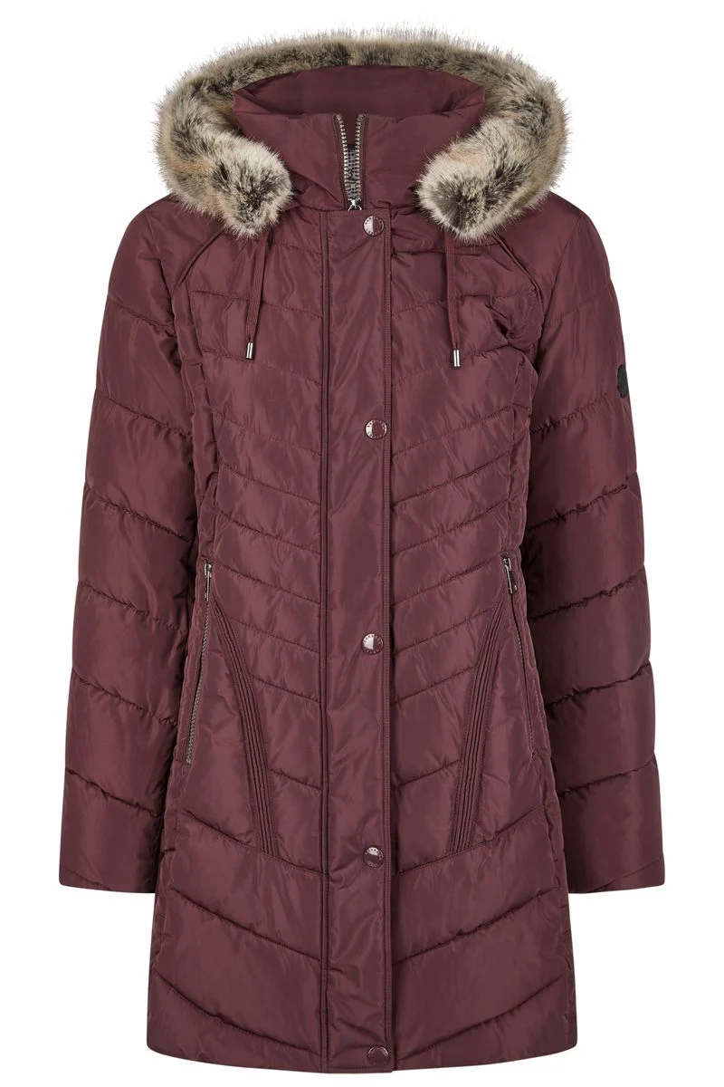 Jacke Down Free mit Kapuze und Webpelz